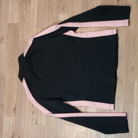 NY Jeans Track Jacket Womens Medium Athletic Pink Black Full Zip Sweatshirt - Picture 7 of 7